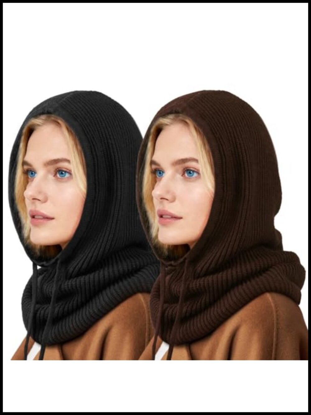 Knit Balaclava Hooded Scarf Hat Neck Warmer Winter Hat for Women